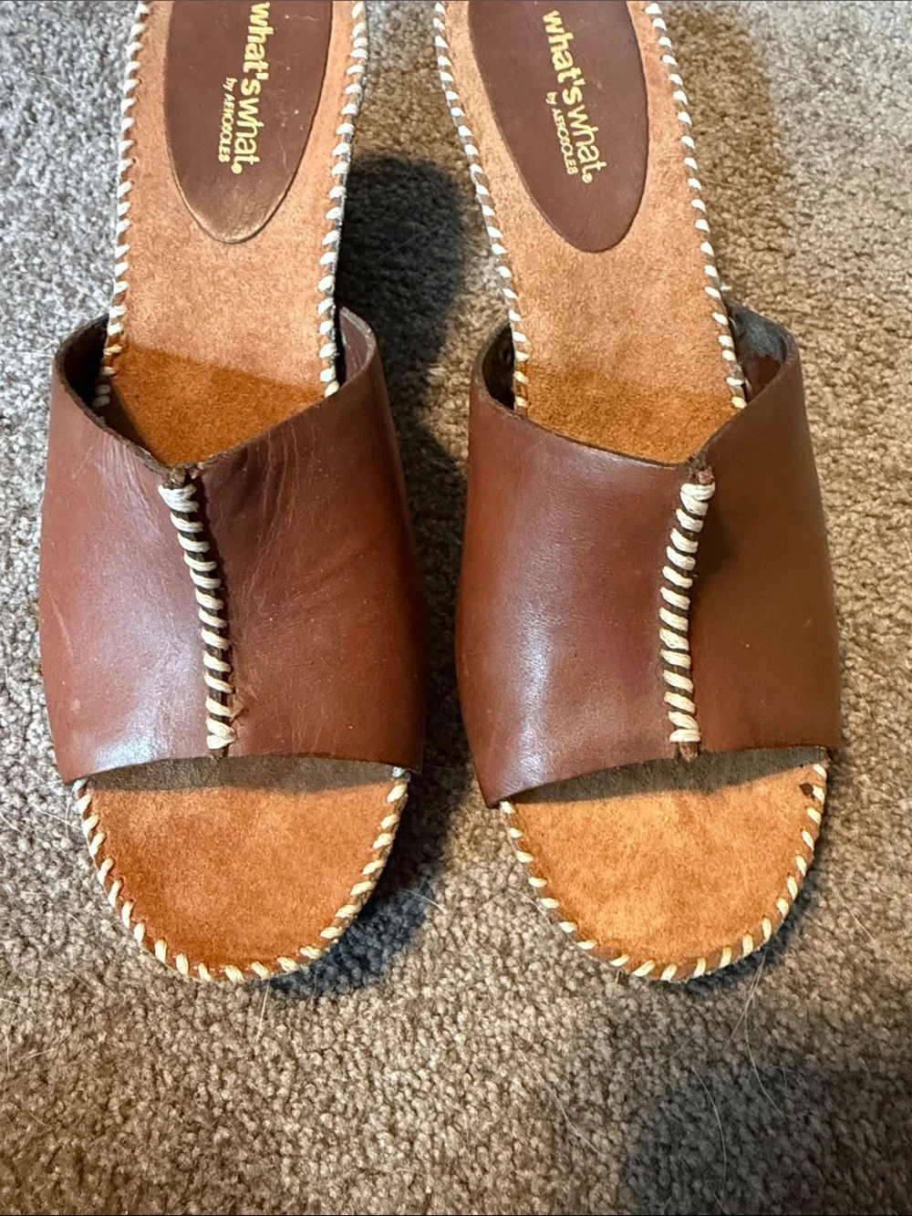 Aerosoles Brown Leather Wedge Sandals Women's Size 8.5